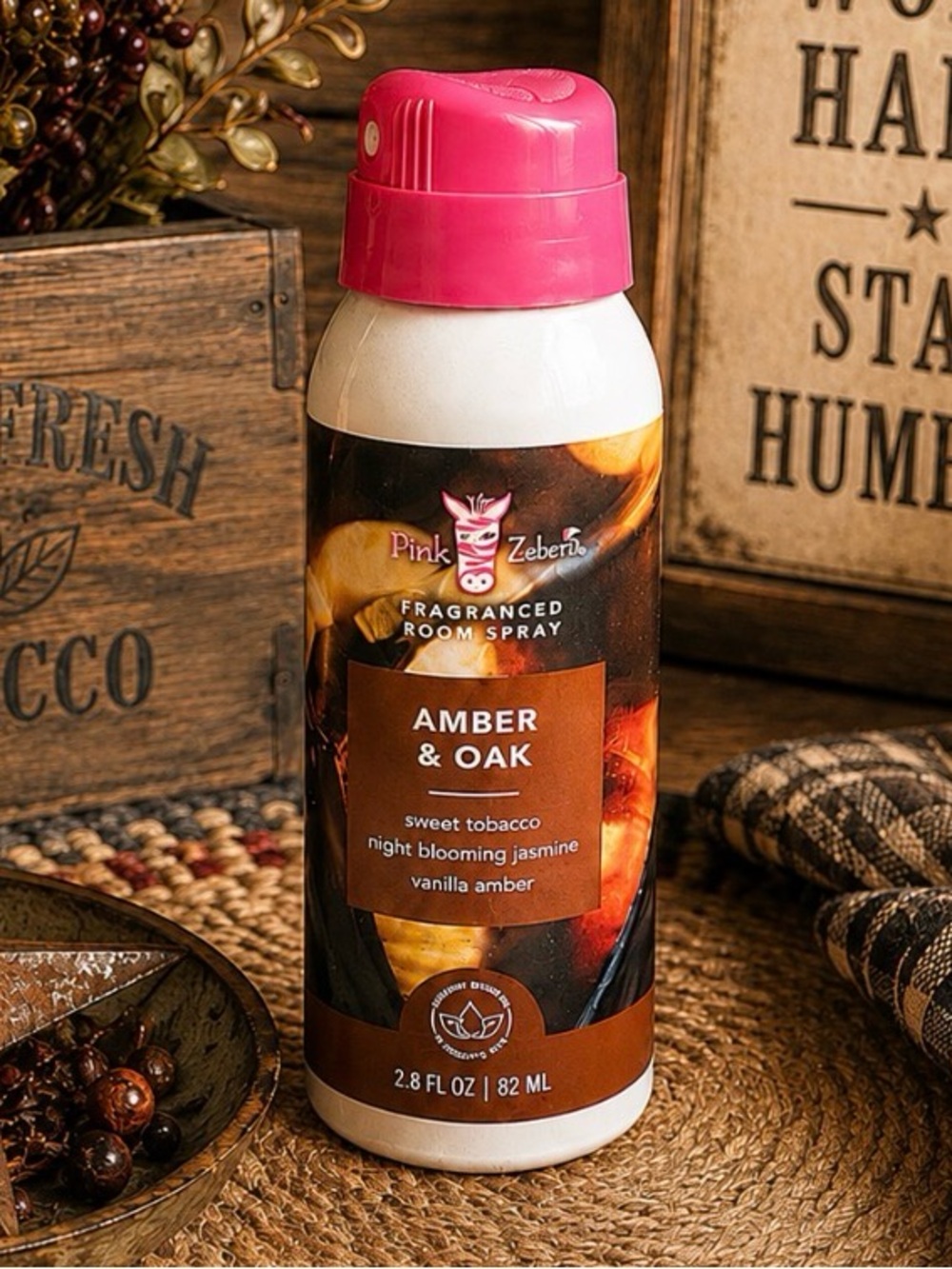 Pink Zebra Amber & Oak Fragranced Room Spray